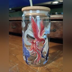 Fae Crate Glass Tumbler with Bamboo Lid and Straw